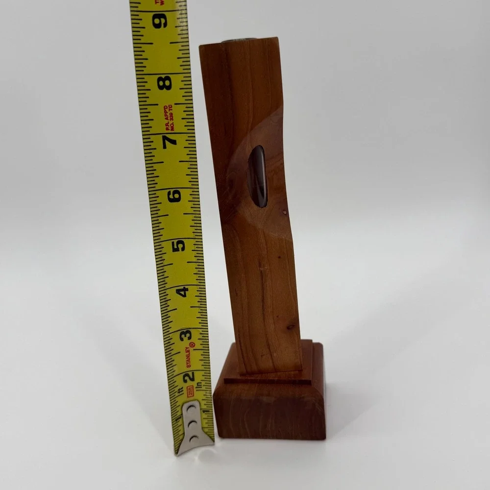 Handmade Wooden Bud Vase Live Edge Pillar with Pyrex Glass Insert Minimalist
